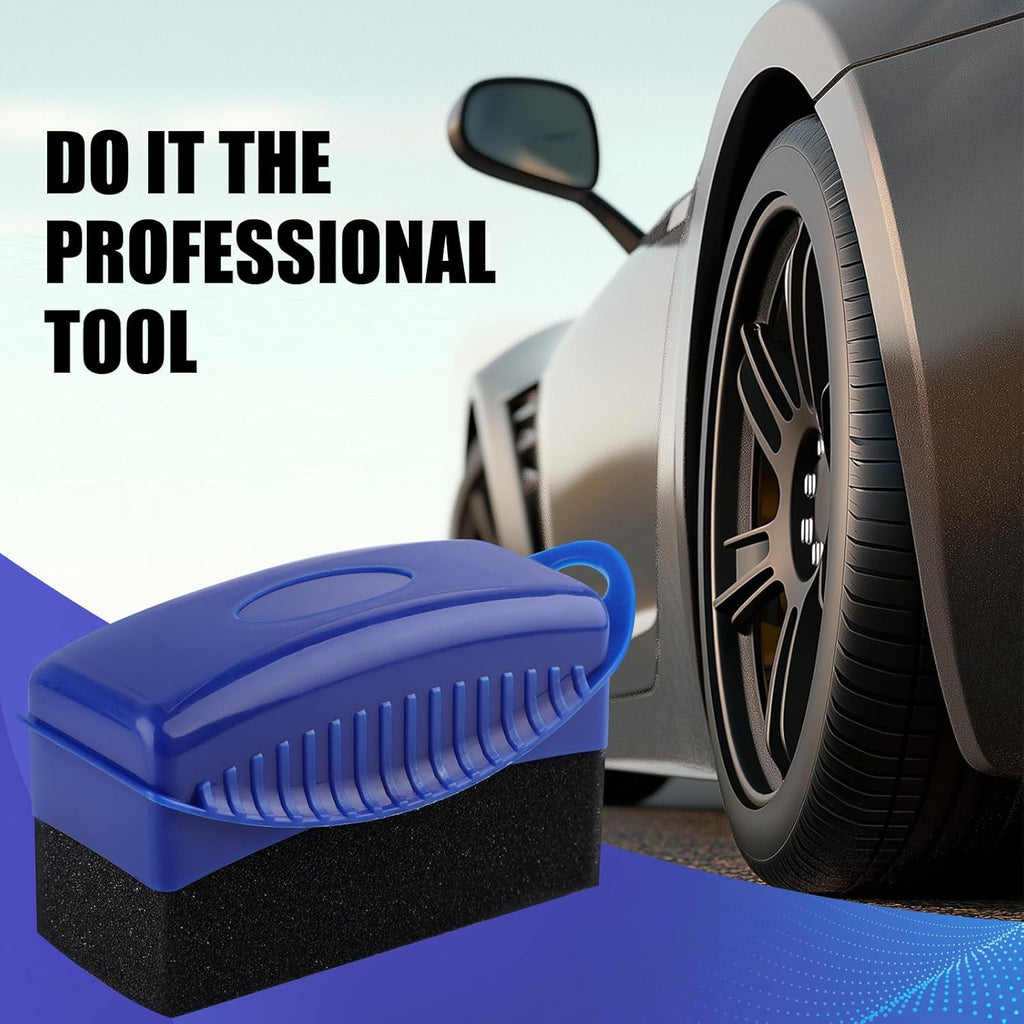 Tire Shine Dressing Applicator Pad – 2PCS Grip Handle Foam Pads for Tire Care & Wax Application