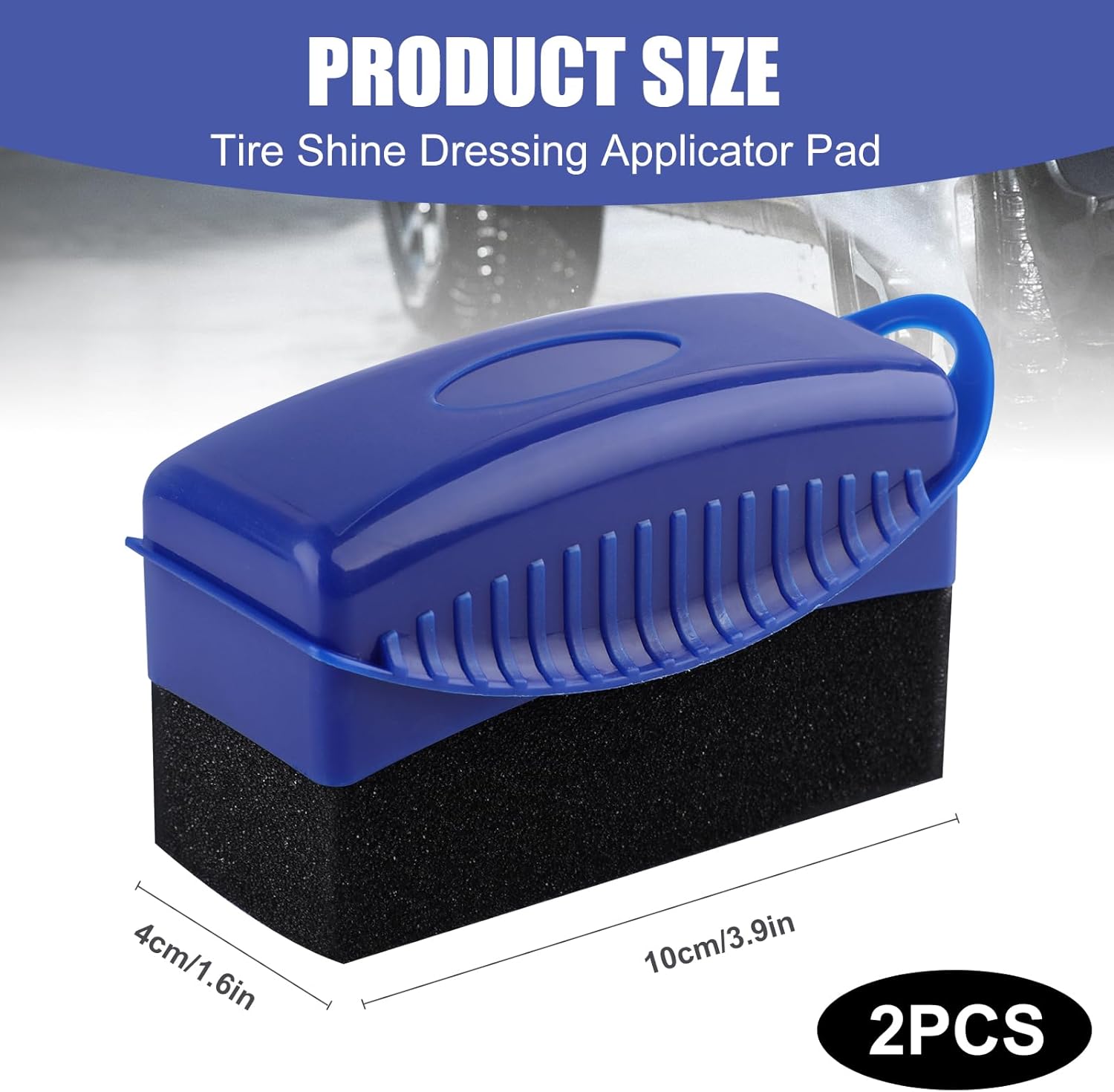 Tire Shine Dressing Applicator Pad – 2PCS Grip Handle Foam Pads for Tire Care & Wax Application