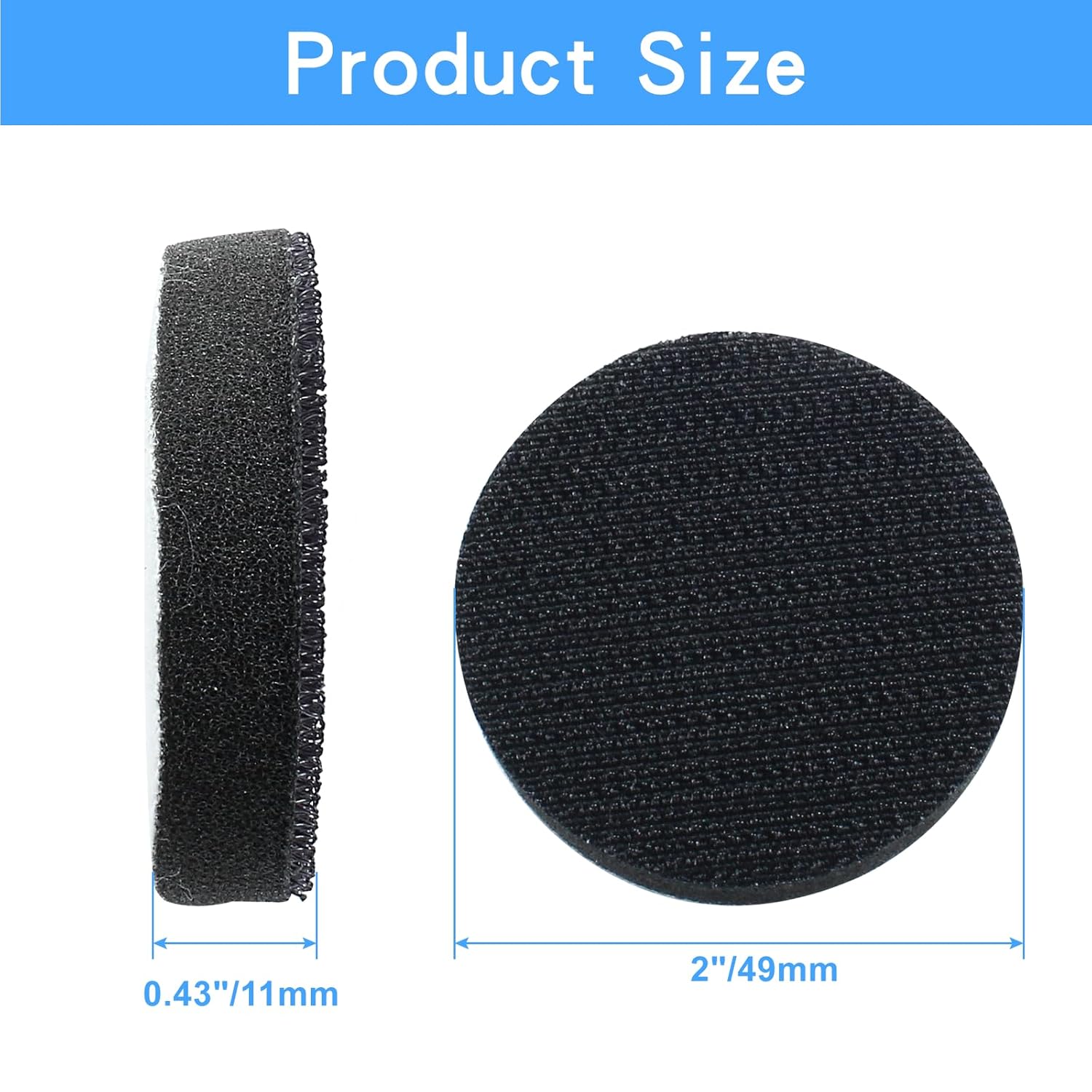 2-Inch Hook and Loop Foam Polishing Pad – 49mm Diameter, 11mm Thickness｜Mini Round Buffing Pad for Polisher & Grinder Tools