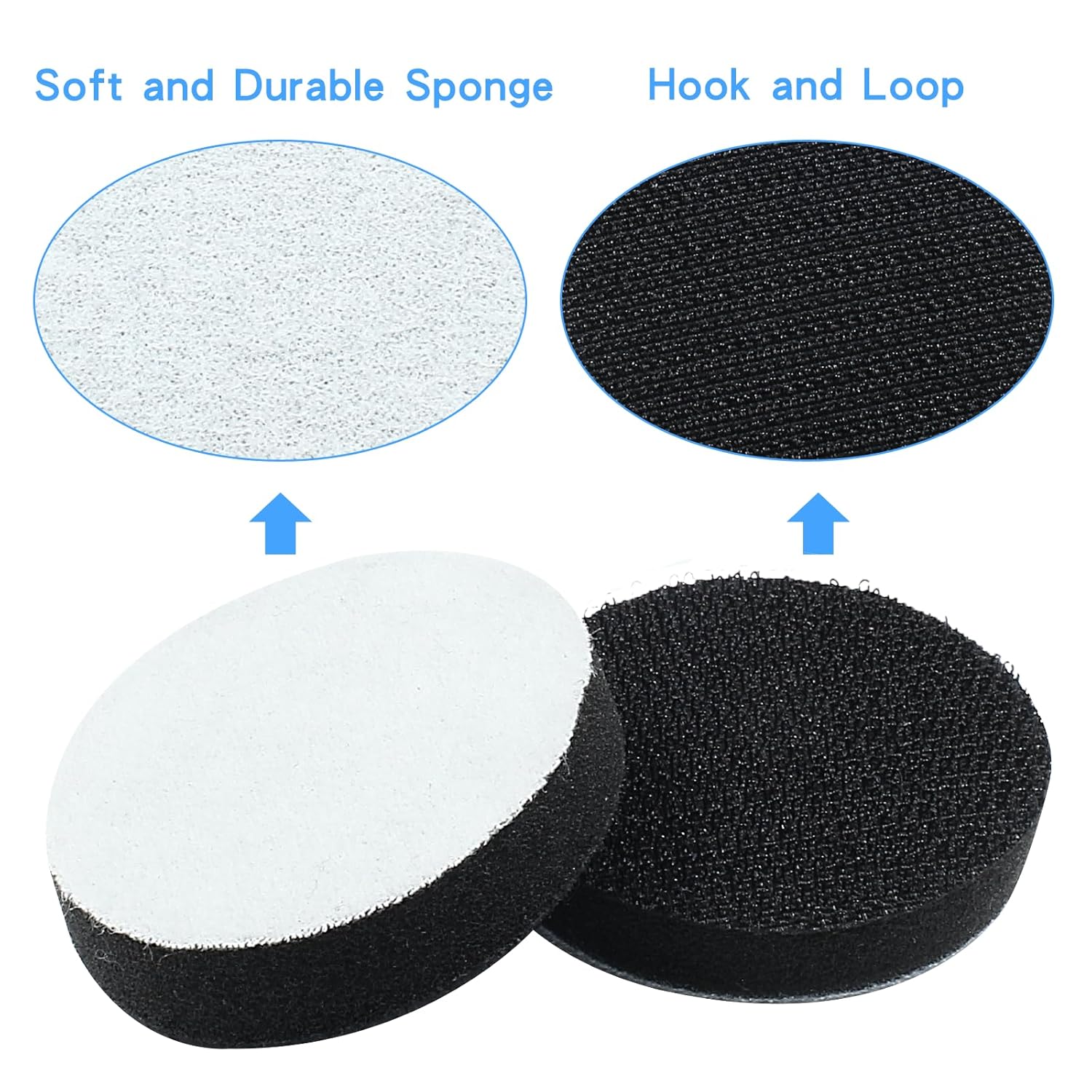 2-Inch Hook and Loop Foam Polishing Pad – 49mm Diameter, 11mm Thickness｜Mini Round Buffing Pad for Polisher & Grinder Tools
