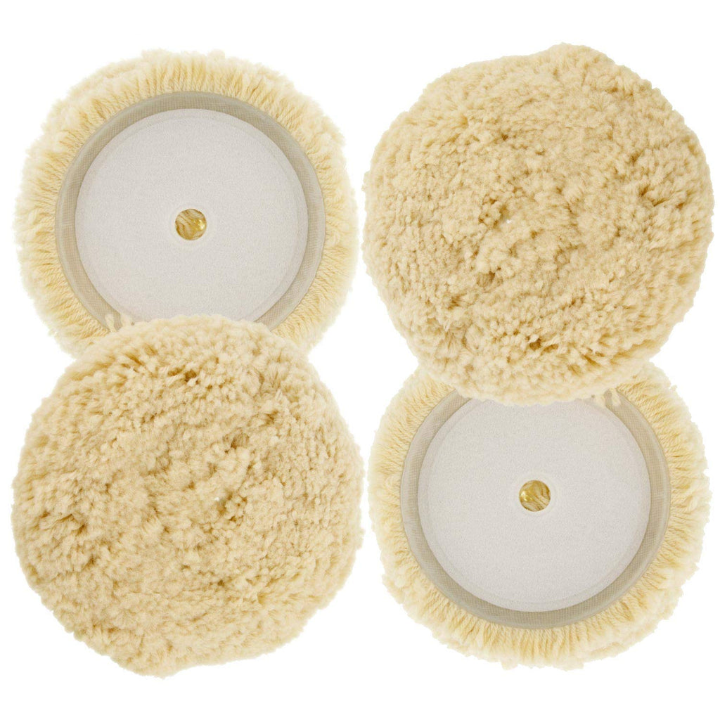 2-Pack Wool Buffing Pads – High-Density Wool Polisher Bonnets｜Soft & Durable for Auto Waxing and Surface Polishing
