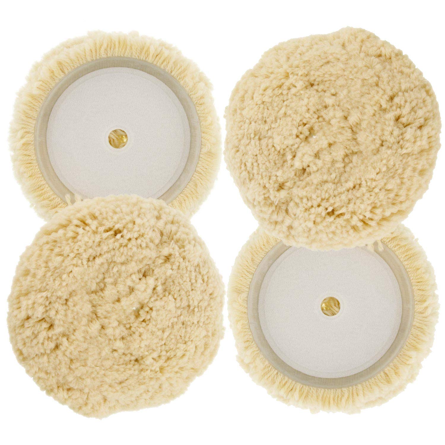 2-Pack Wool Buffing Pads – High-Density Wool Polisher Bonnets｜Soft & Durable for Auto Waxing and Surface Polishing
